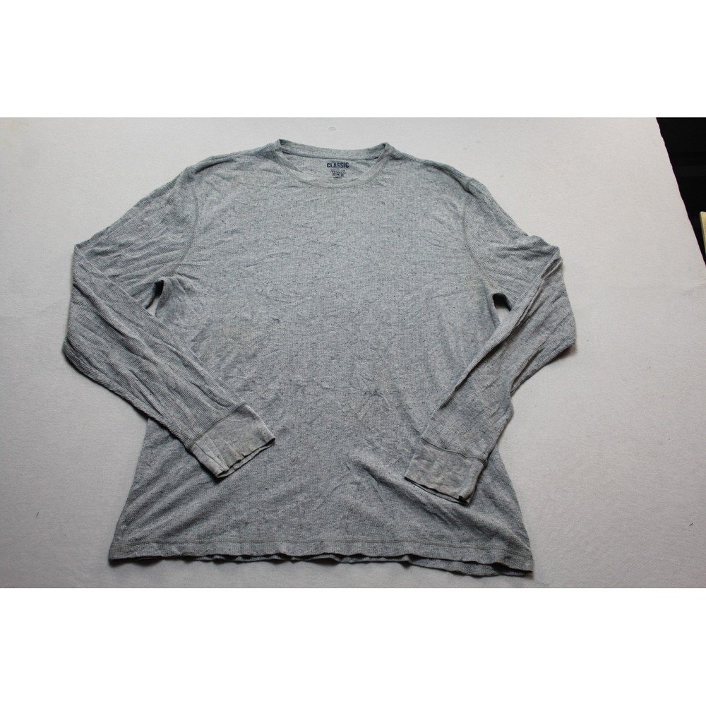 Old Navy Thermal Shirt Men Extra Large Gray Good Waffle Knit Long Sleeve Crew